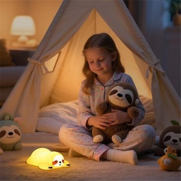 Novelty Light GIFT IDEA! -- Rechargeable SLOTH Silicone Night Light Nightlight - Picture 2 of 8